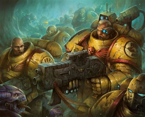 Imperial Fists vs Tyranids - Art by Ricardo Muñoz - 40K Gallery