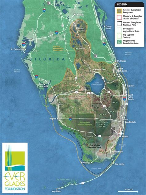 a map of florida showing the location of several parks and water ...