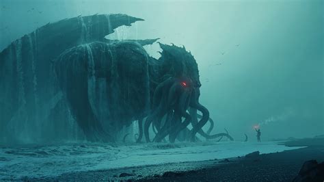 1920x1080 Resolution Fantasy Cthulhu Sea Monster 1080P Laptop Full HD Wallpaper - Wallpapers Den