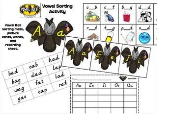 Vowel Bat Sorting Activity by Cindy Conley | Teachers Pay Teachers