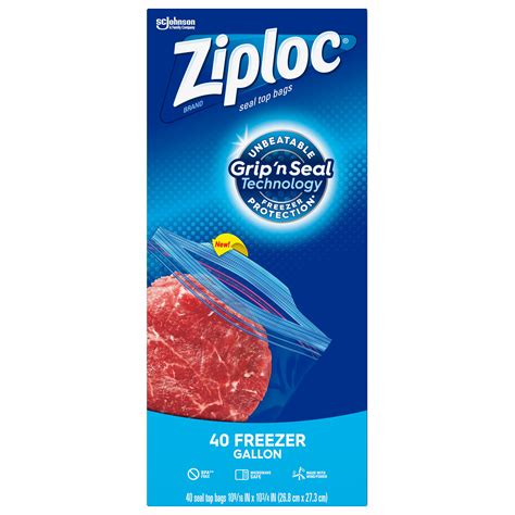 Ziploc Brand Freezer Gallon Bags with Grip 'n Seal Technology, 40 Count ...