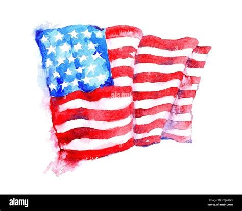 Watercolor painting of American national flag Stock Photo - Alamy