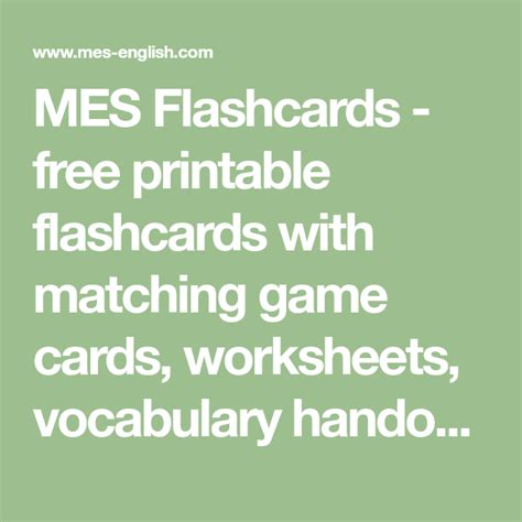 MES Flashcards - free printable flashcards with matching game cards, worksheets, vocabulary ...