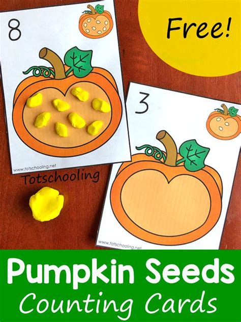 Pumpkin Seeds Counting Cards | Halloween preschool, Pumpkins preschool, Pumpkin activities preschool