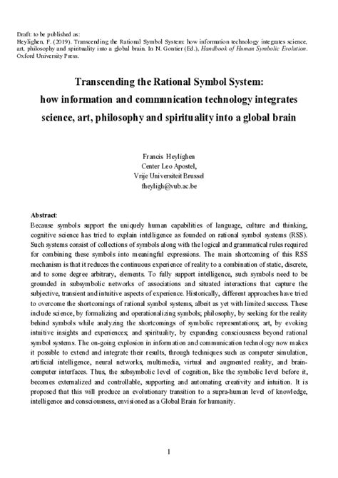 (PDF) Transcending the Rational Symbol System : how ICT integrates science , art , philosophy ...