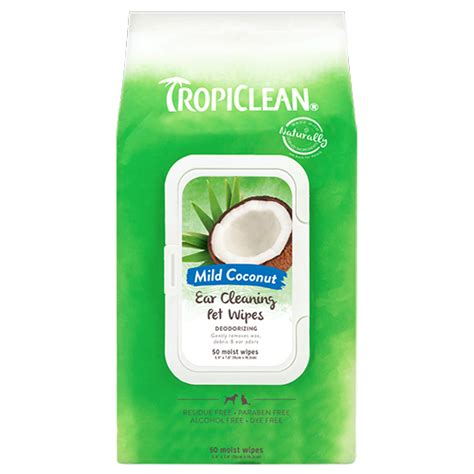 TropiClean Ear Cleaning Wipes – Mild Coconut 50-Pack – Pets R Us
