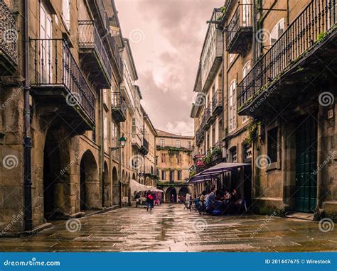 SANTIAGO DE COMPOSTELA, SPAIN - Oct 29, 2019: Street View of the ...