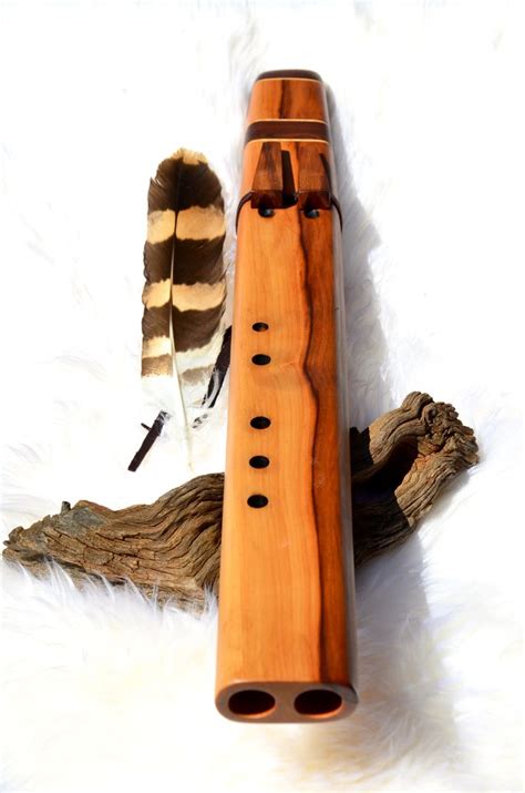 Native American Style Double Flute Handcrafted by Daniel Yononindo Plum wood with Maple accent ...