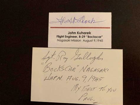 Ray Gallagher and John Kuharek Bockscar Crew Members Signed Items ...