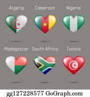 120 Flags Of African Countries In The Shape Of A Heart Clip Art ...