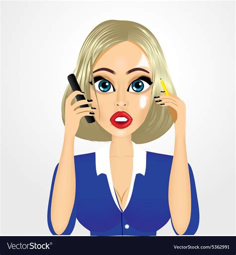 Cartoon realistic secretary talking on the phone Vector Image