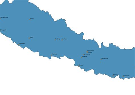 Map of Nepal With Cities SVG Vector - Cities Map