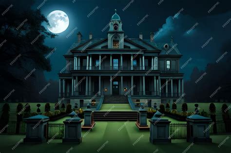 Premium AI Image | A cartoon image of a house with a full moon in the background.