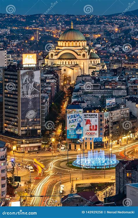 Panorama of Belgrade at Night. Editorial Stock Photo - Image of ...