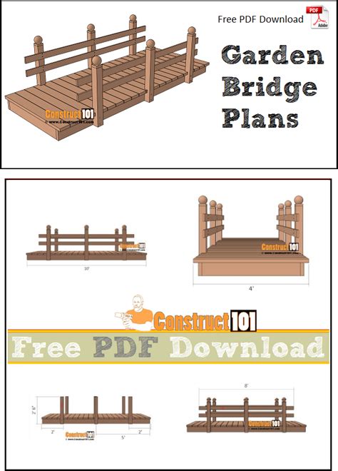 Flat Garden Bridge Plans - PDF Download - Construct101