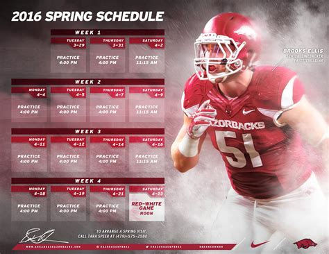 2016 Arkansas Razorbacks Spring Schedule on Behance