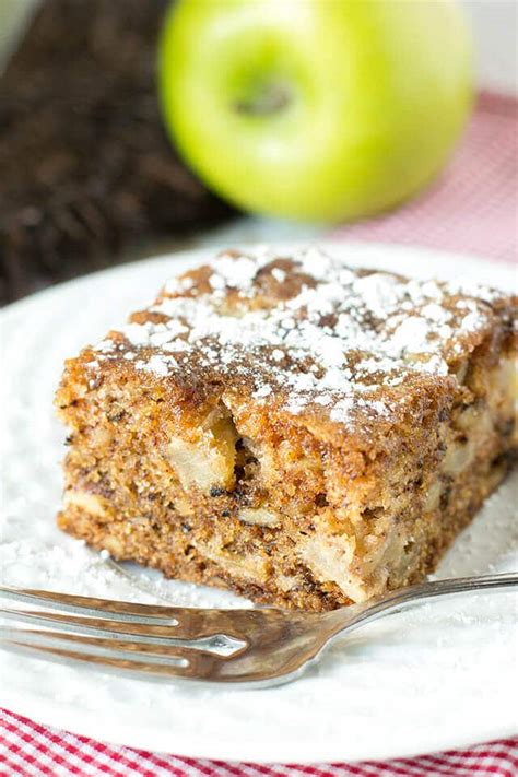 Apple Walnut Cake {Snack Cake with Powdered Sugar Topping}