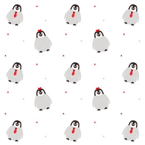 Premium Vector | Penguin couple seamless pattern background