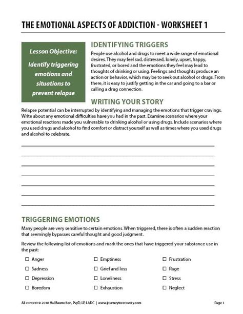 Emotional Sobriety Worksheets PDF (Part 1)