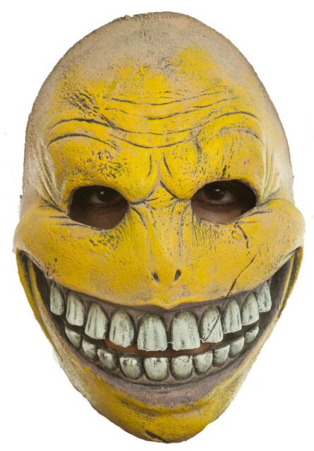 Smiley Face Front Face Latex Evil Grin Mask Adult Size Halloween Horror | eBay