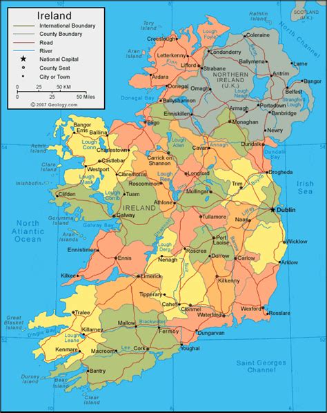 Ireland Map and Satellite Image