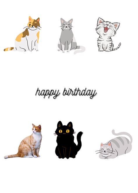 PRINTABLE BIRTHDAY CARD Cats Birthday Card Printable - Etsy