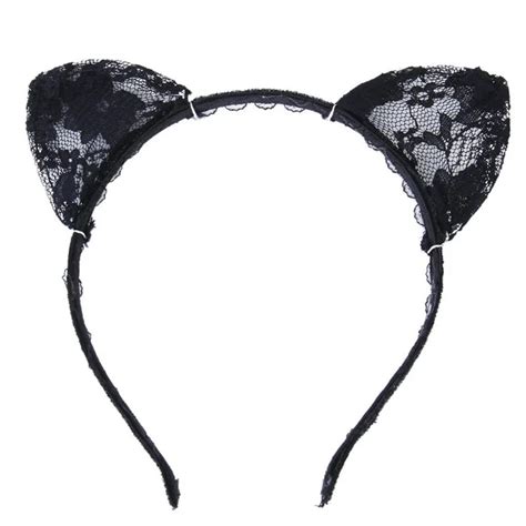 Halloween Cute Wired Lace Cat Ears Hairband Headband Ear Shaped Hair Band Headdress Costume ...