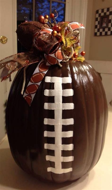 Football pumpkin | No carve pumpkin decorating, Pumpkin decorating, Creative pumpkins