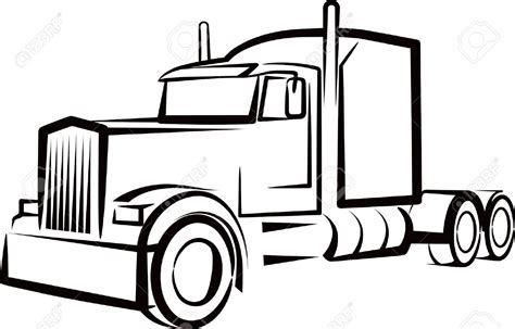 Semi Truck Line Drawing | Free download on ClipArtMag