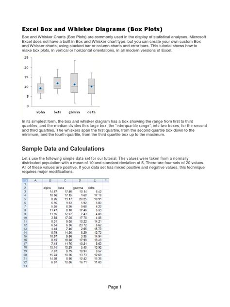 Excel Box and Whisker Diagrams | PDF | Cartesian Coordinate System | Quartile