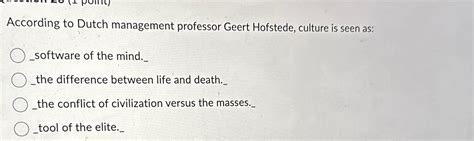 Solved According to Dutch management professor Geert | Chegg.com