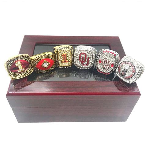 Oklahoma Sooners National Championship 6 Rings Set - Punk Dark