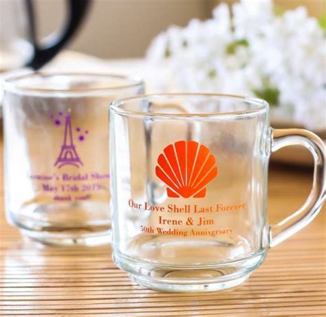 Personalized 10 oz. Glass Mugs with Handle | Beau-coup | Orange wedding themes, Mugs, Stemless ...