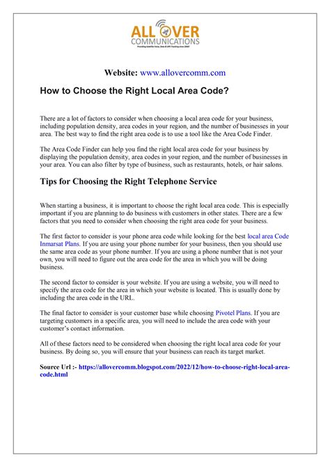 How to Choose the Right Local Area Code? by All Over Communications - Issuu