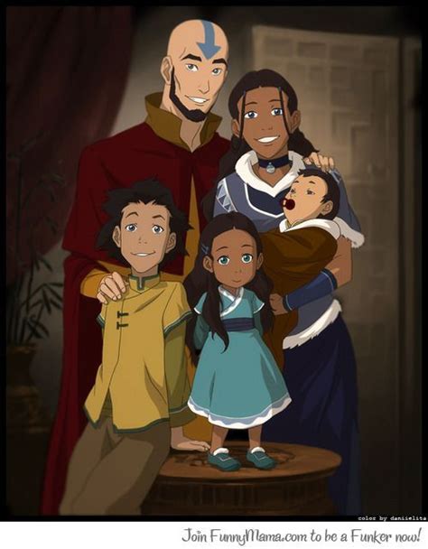 Aang and Katara with their children Bumi, Tenzin, and Kya. | Avatar the Last Airbender ...