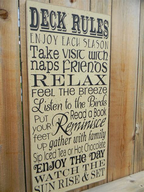 Items similar to Deck Rules or Cabin Rules typography large wood sign on Etsy