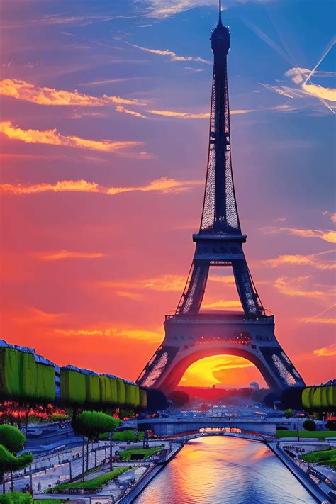 Paris Eiffel Tower Sunrise · Creative Fabrica