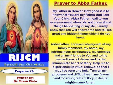 Catholic saints and prayers: Prayer to Abba Father, by Rovan Pinto.