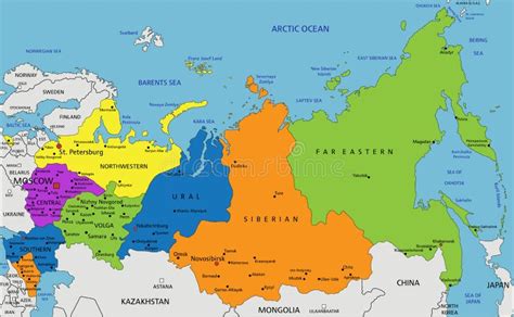 Colorful Russia Political Map with Clearly Labeled, Separated Layers ...