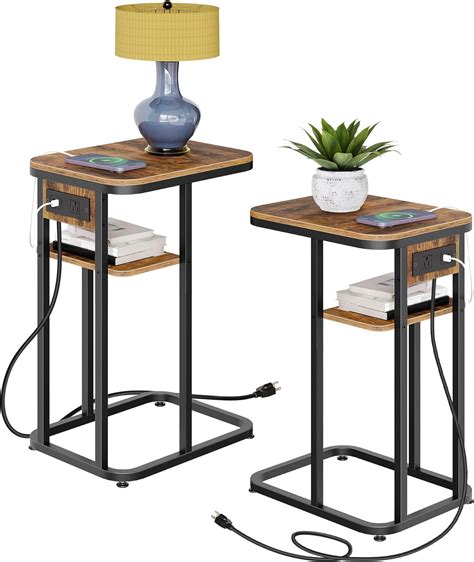 Amazon.com: CHOEZON Set of 2 C-Shaped Side Tables, End Table with ...