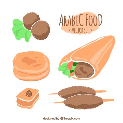 Colección de comida árabe típica | Vector Premium