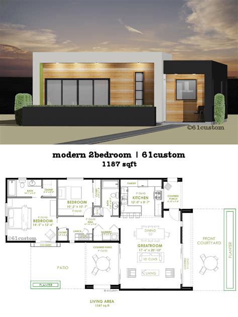 Modern 2 Bedroom House Plan | 61custom | Contemporary & Modern House Plans