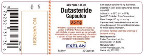 Dutasteride Capsules Exelan-Ascent Pharmaceuticals, Inc.