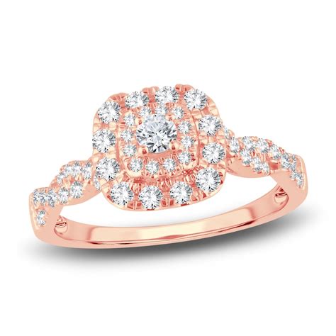 Diamond Halo Ring 1/2 ct tw Round 14K Rose Gold | Jared