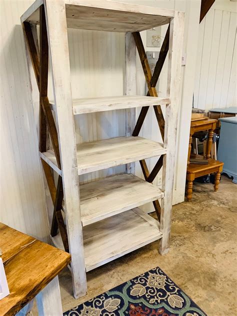 Rustic Farmhouse Style Bookshelf with a Distressed Antique Finish and ...