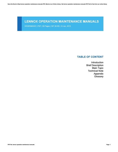 Lennox operation maintenance manuals by VictorMurphy3093 - Issuu