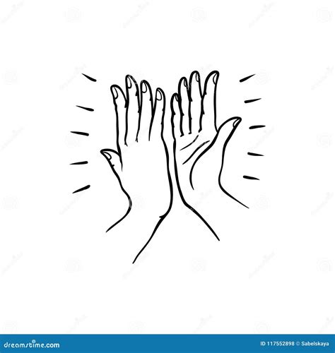 Hand Gesture of Two People Giving Each Other High Five in Sketch Style ...