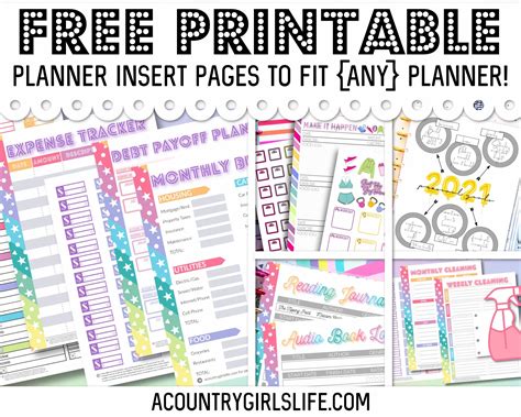 FREE Printable Planner Inserts for {ANY} Size Planner! | Planner inserts printable, Printable ...