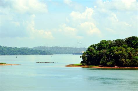 Landscape of the Panama Canal. Stock Photo - Image of green, container ...