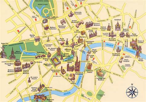 Large tourist map of London city center | London | United Kingdom | Europe | Mapsland | Maps of ...